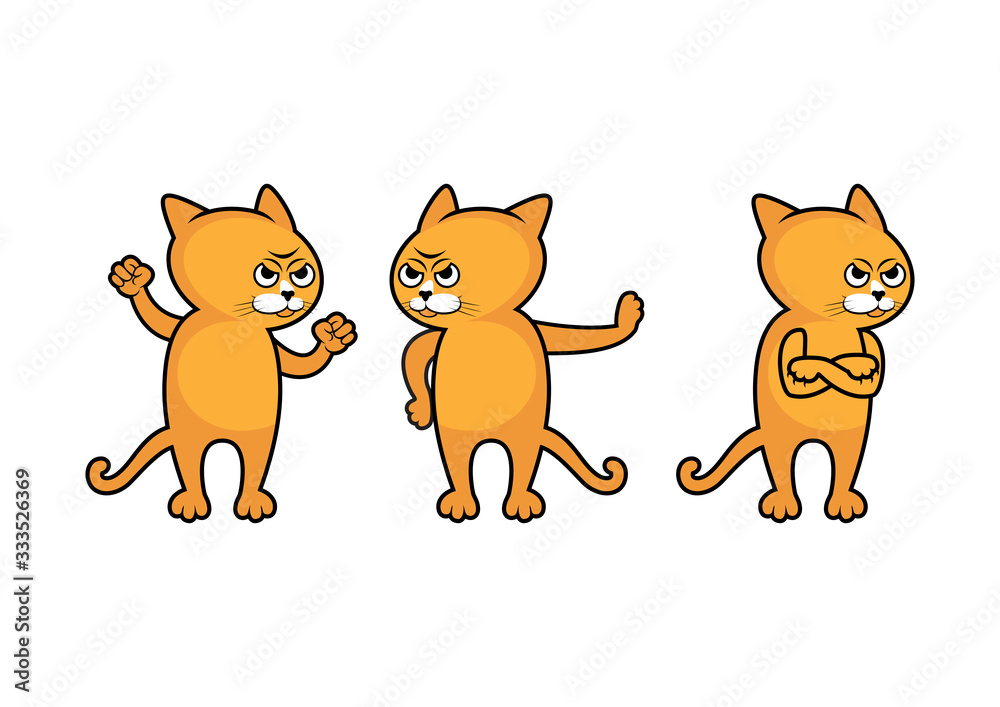 Funny Grumpy Red Cat Icon Vector Stock Illustration - Download