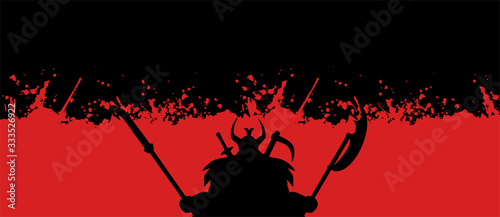 Design of shogun on black and red background