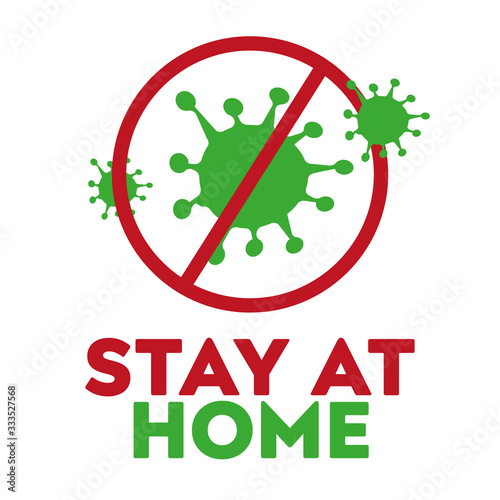 STAY AT HOME. Coronavirus symbol. Coronaavirus self-quarantine illustration. Coronavirus print. photo