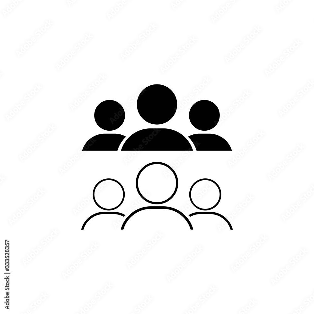 Group of people or crowd, corporate team, business team or partnership icon in black on an isolated white background. EPS 10 vector. Group of people or crowd, corporate team, business team or partnership icon in black on an isolated white background. EPS 10 vector.