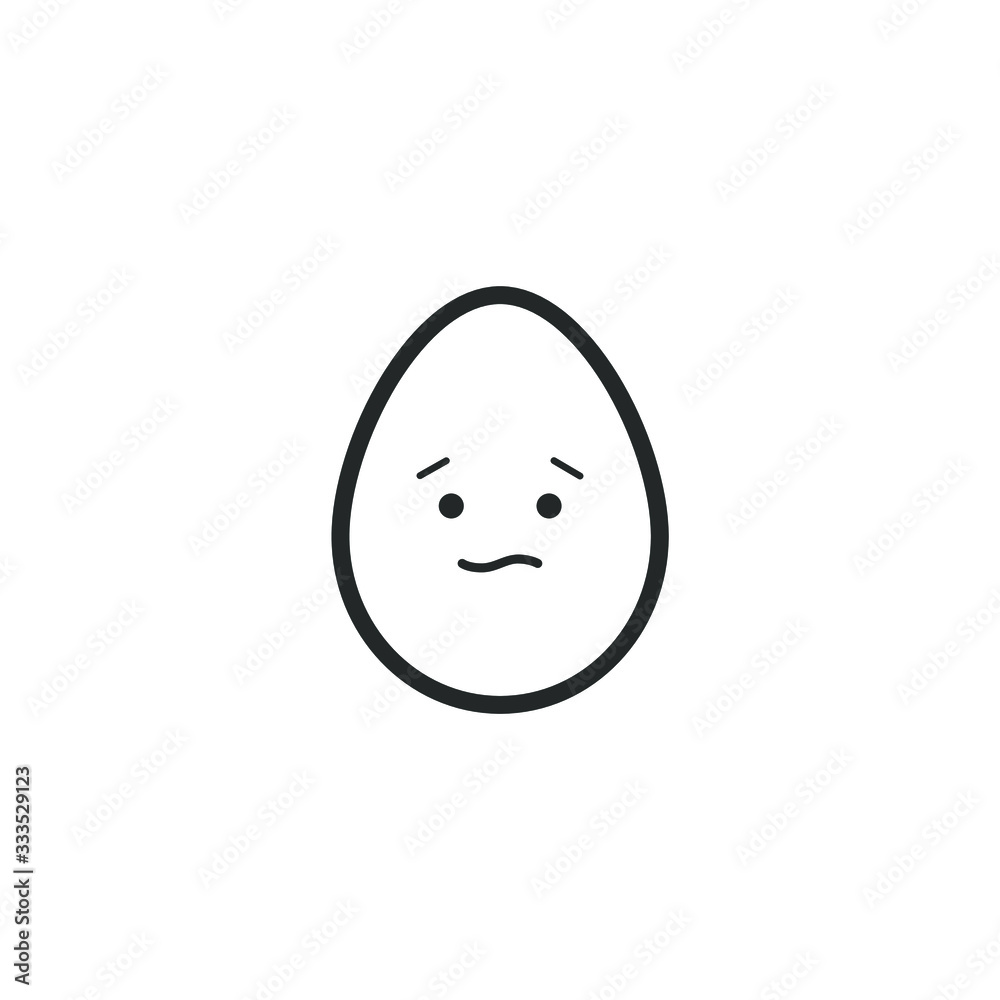 Fototapeta premium Egg mascot. Flat kawaii design. Vector illustration. Border icon. Emotions set