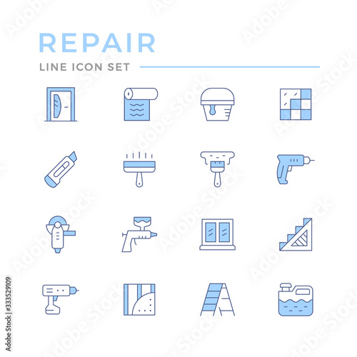 Set color line icons of repair