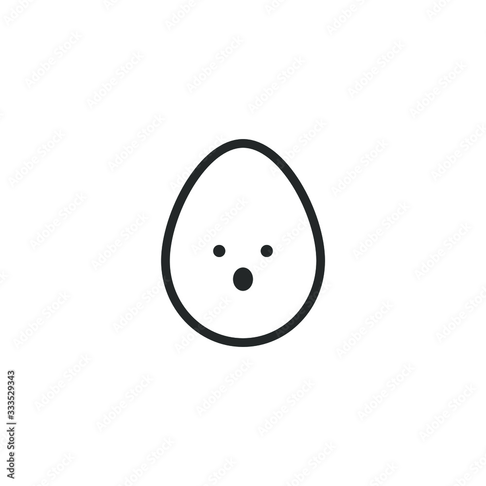 Fototapeta premium Egg mascot. Flat kawaii design. Vector illustration. Border icon. Emotions set