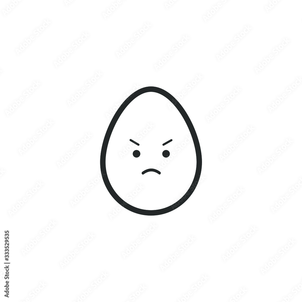 Fototapeta premium Egg mascot. Flat kawaii design. Vector illustration. Border icon. Emotions set