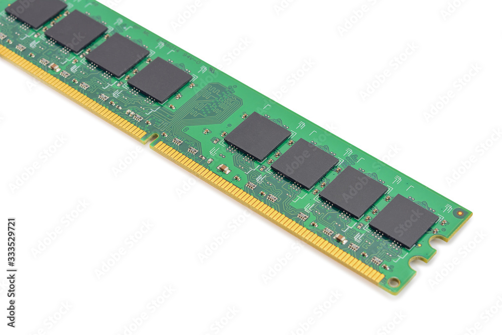 computer RAM, system, main memory, random access memory, onboard, computer detail, close-up, high resolution, isolated on white background computer RAM, system, main memory, random access memory, onboard, computer detail, close-up, high resolution, isolated on white background