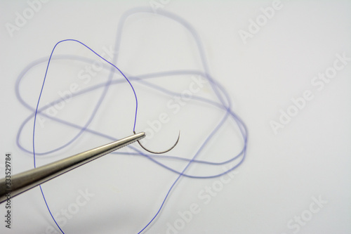 medical thread for suturing wounds, surgical needle holder, suturing in medical and dental practice