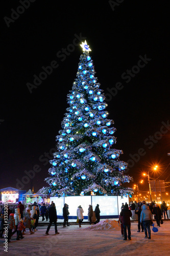 Photography Christmas tree in Victory Park, Moscow, Russian Federation, January 11, 2020