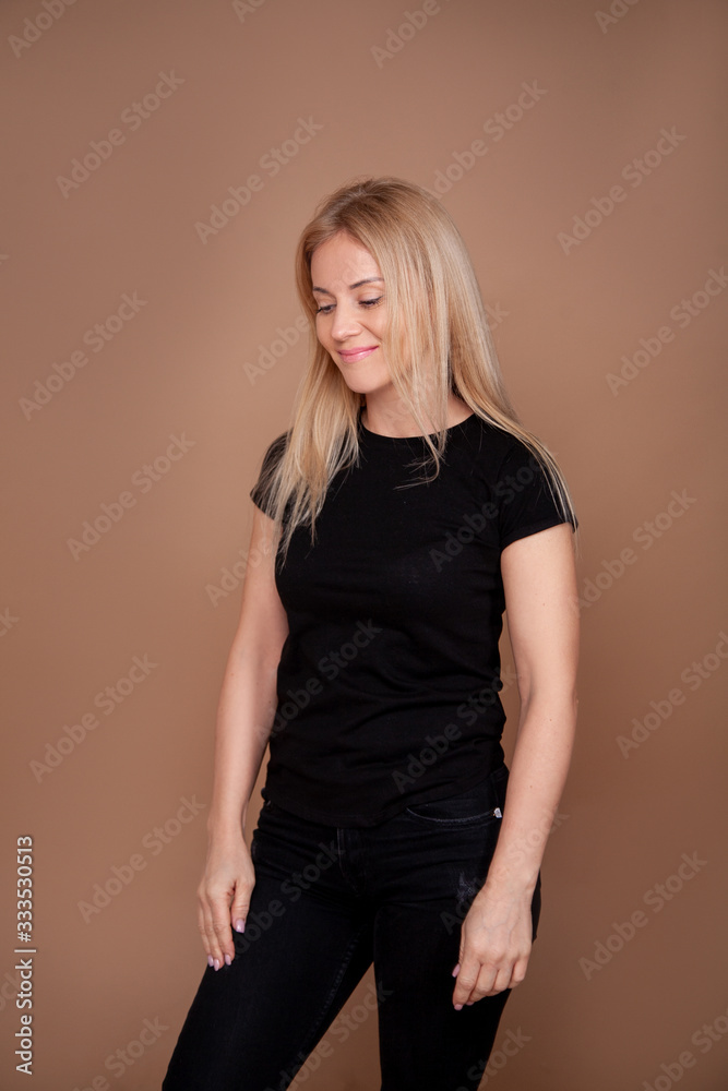 pretty young blonde woman on background pretty young blonde woman on background