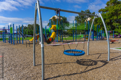 Tauranga Memorial Park Children's Playground deserted as people are ordered to stay home during covid-19 lockdown