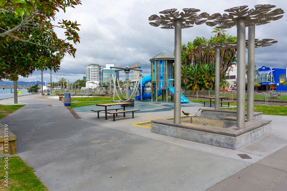 Eerily empty city children's payground Eerily empty city children's payground