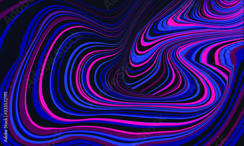 Vector design with psychedelic swirling lines. Memphis geometric style with virtual marble for banner, coner, poster, page. Abstract stripe cartoon paints. Vector illustration