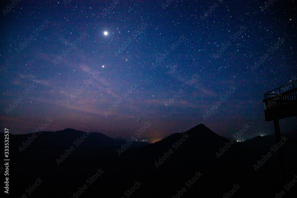 Fototapeta starry night sky at Bisle ghat view point, KA India