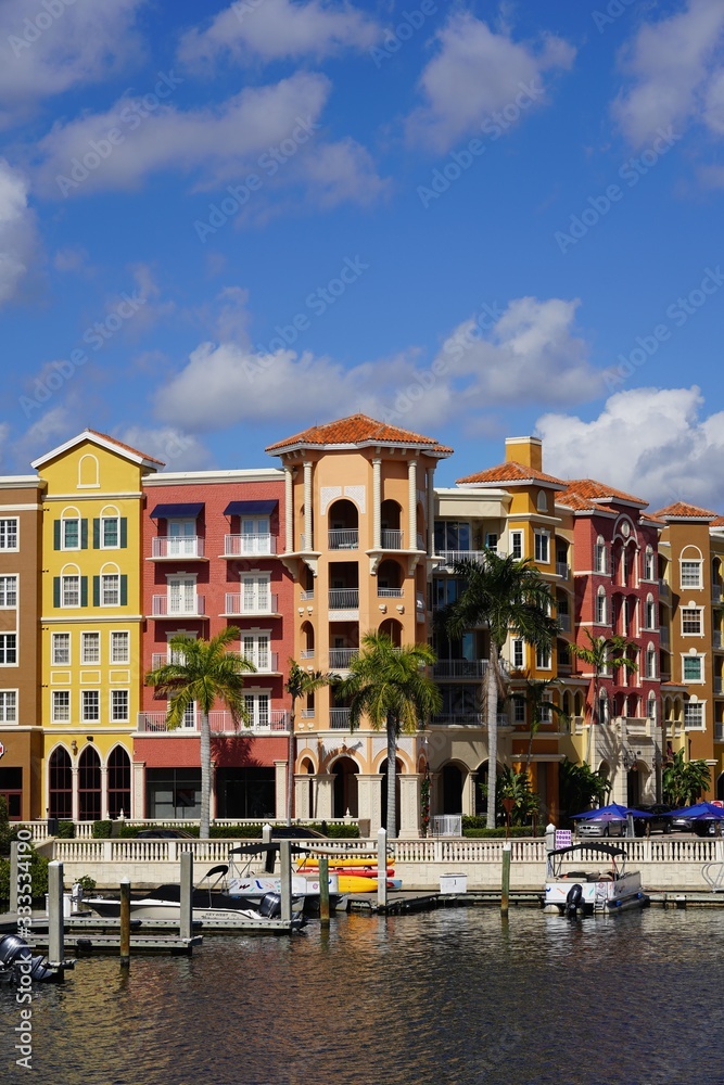 Touring tall colorful buildings in Key West Flordia