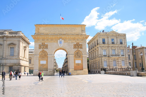 Triumphal arch of Montpellier, a copy of the gates of Paris, France
