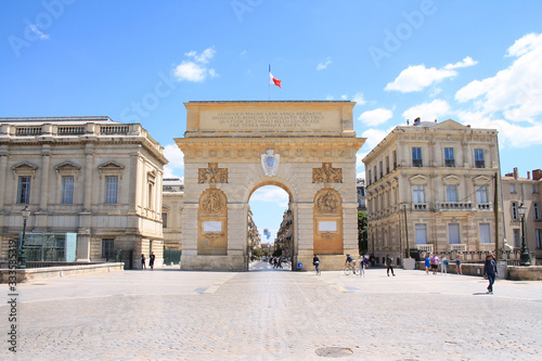 Triumphal arch of Montpellier, a copy of the gates of Paris, France
