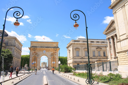 The famous Triumphal arch, monument in the historic center of Montpellier city, France