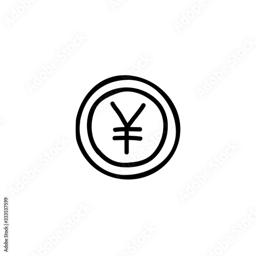 yen coin doodle icon, vector illustration