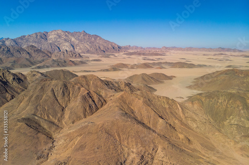 Top view of beautiful mountains in the desert. Eastern Sahara. Hurghada. Egypt.