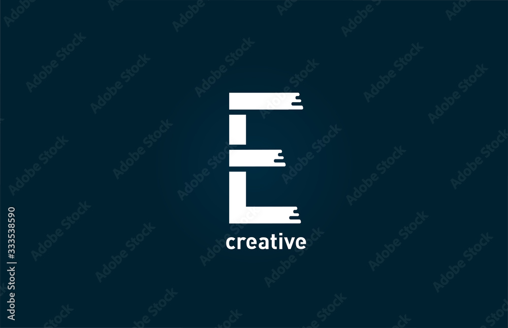 white creative E letter alphabet logo design icon for company and business