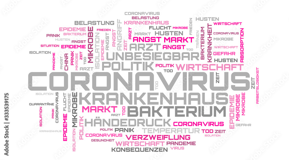 Fototapeta premium Purple german language coronavirus word collage design