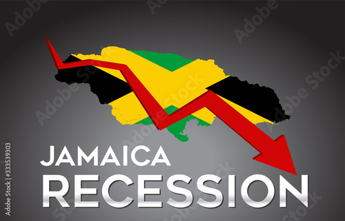 Map of Jamaica Recession Economic Crisis Creative Concept with Economic Crash Arrow.