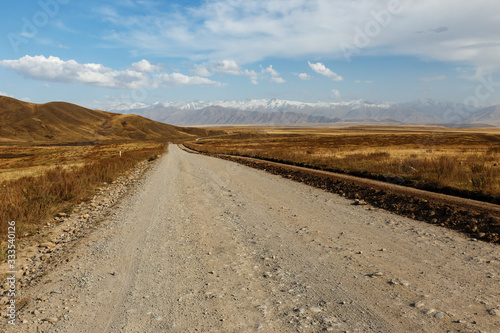 A367 highway passing in the Chui region of Kyrgyzstan, near the village of Suusamyr