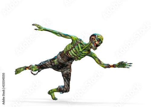 zombie is jumping on white background
