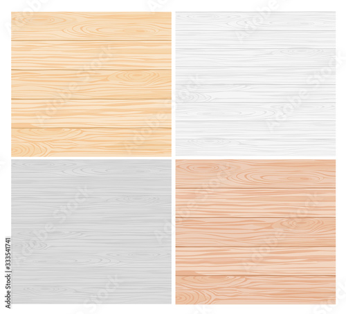 Wood texture vector pattern collection for background, wallpaper, surface decoration. Grey, brown horizontal planks, boards from natural material with tree rings and darker lines between elements