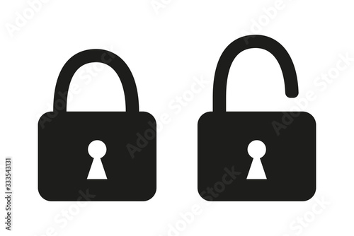 Lock icon, padlock silhouette .locked or unlocked