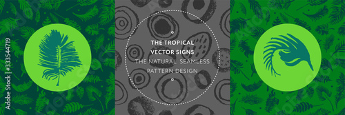 Palm leaves silhouettes pattern. Tropical background for modern fashion banner design. Leaf silhouette, natural wallpaper, trendy eco-fashion backdrop. Palms drawings, ink art, exotic decorations.