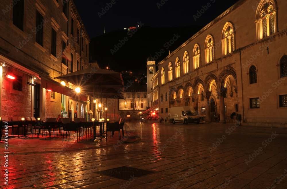 Rector's Palace in Old Town od Dubrovnik, Croatia, night photograph