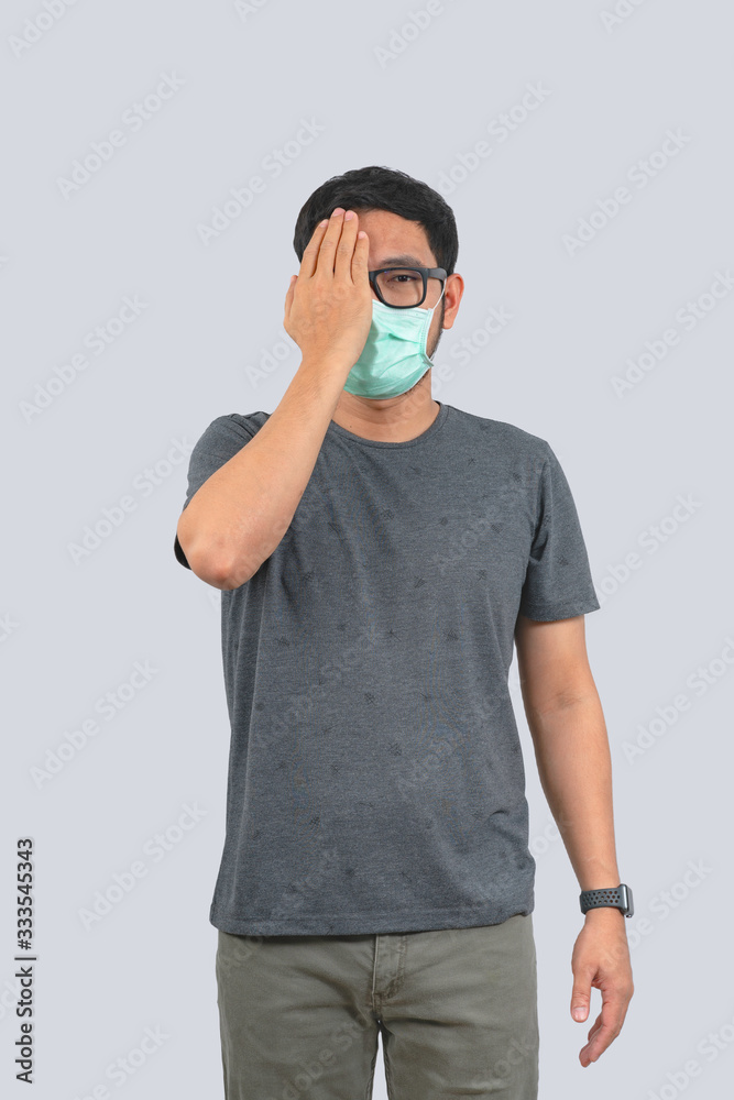Young man doing concepts wear protective mask against infectious diseases and flu with clipping path,Corona Virus 2019-ncov