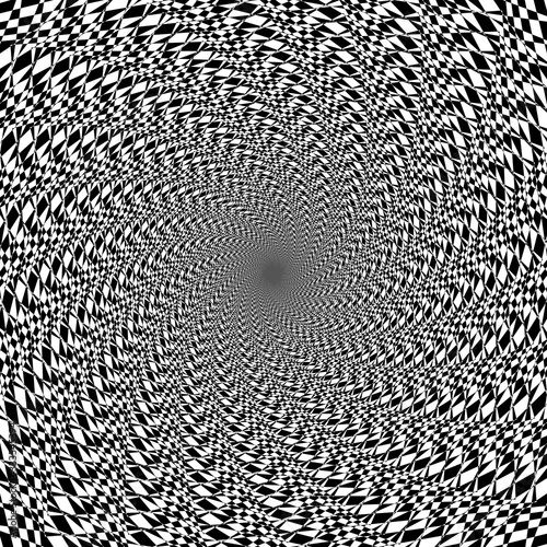 Black and White: Abstract tunnel effect with detailed patterns.