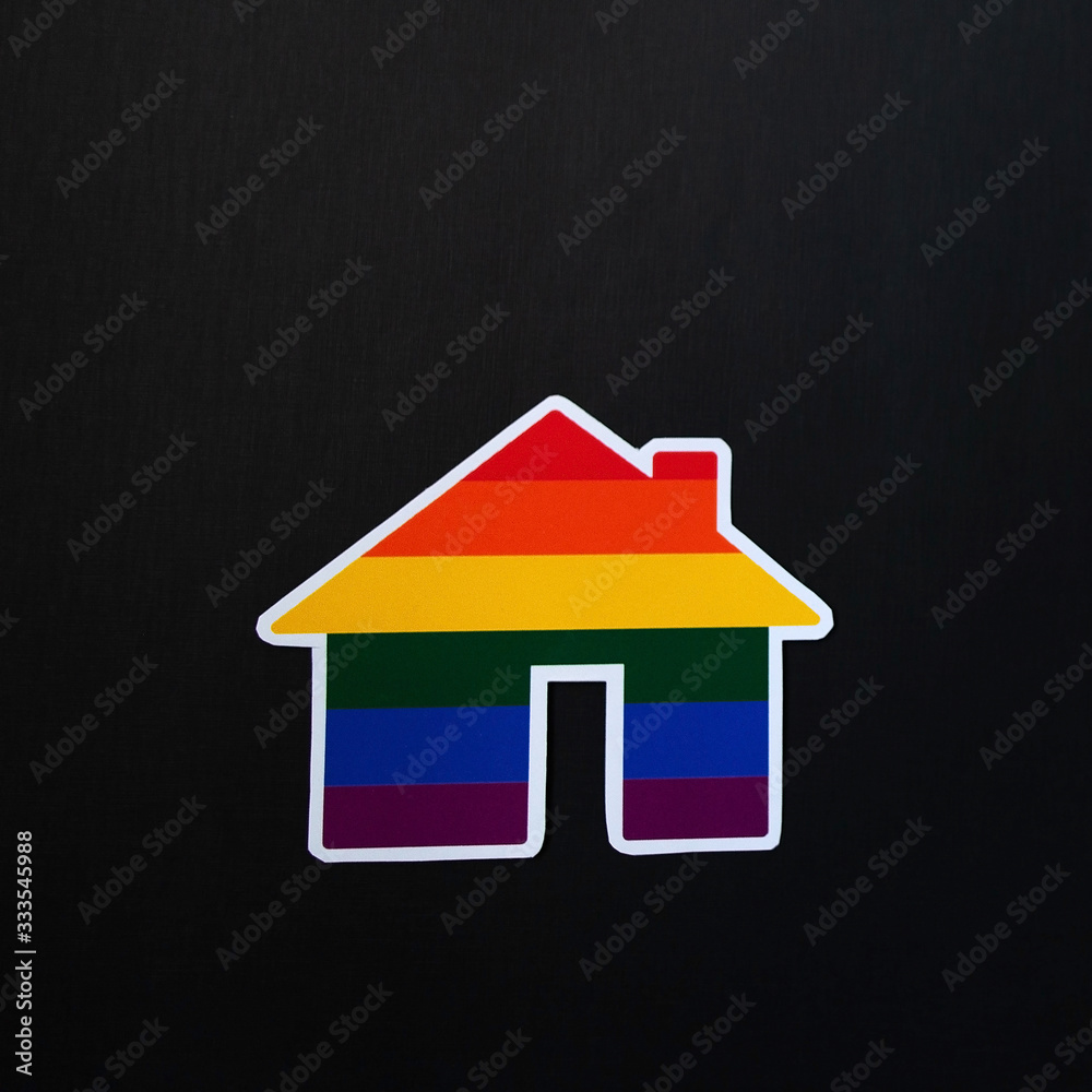 multi-colored house on a black background, lgbt multi-colored house on a black background, lgbt