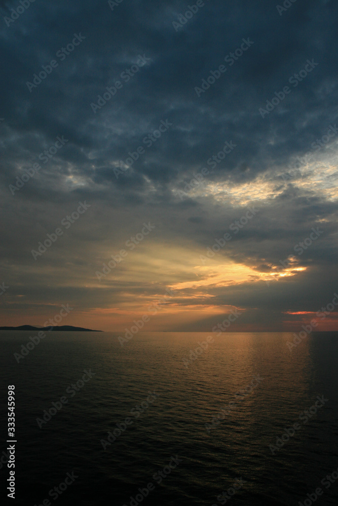 The colors of Sunset at Adriatic Sea, Dalmatia region in Croatia 