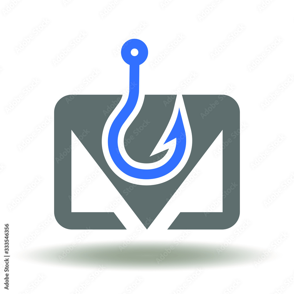 Phishing Hacking Threat Internet Mail Logo. Email Envelope Hook Icon Vector. Phishing Hacking Threat Internet Mail Logo. Email Envelope Hook Icon Vector.