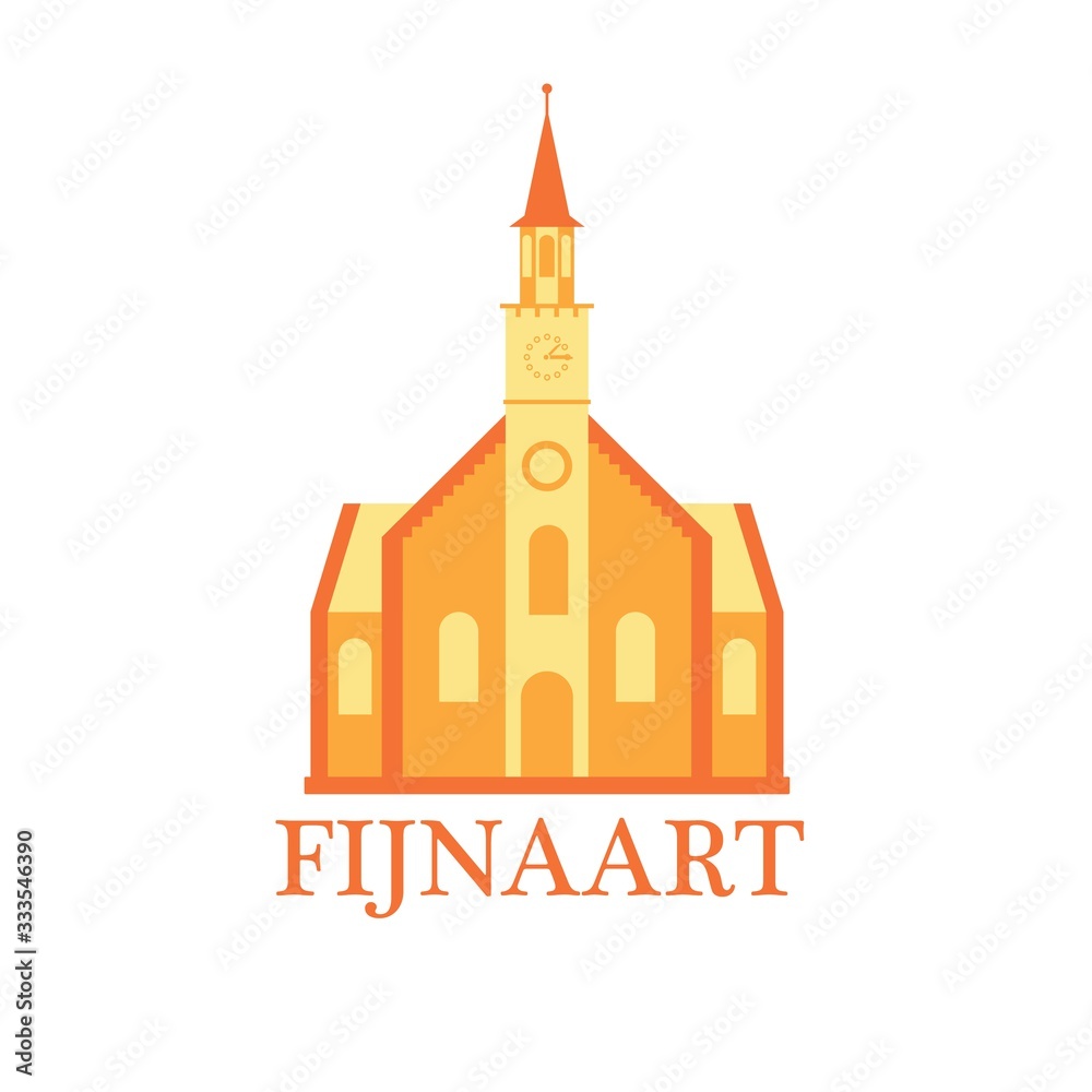 Fijnaart church. Dutch architecture. Old historical Netherlands building.