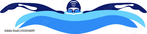Butterfly Swimming Icon, Athlete Silhouette