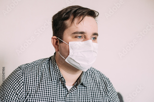 Man wearing facial hygienic mask