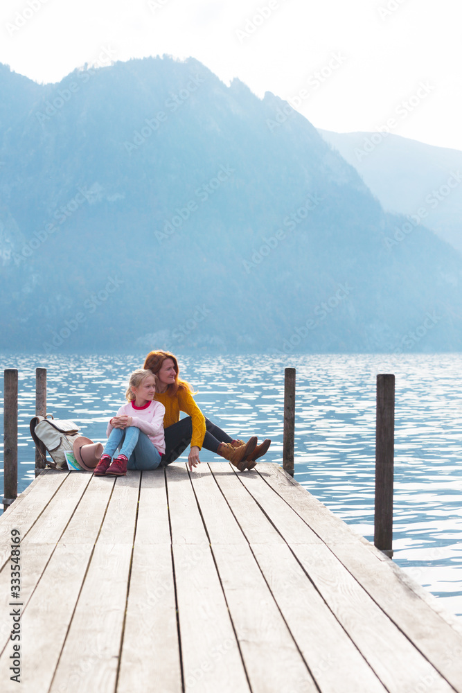 Fototapeta premium beautiful girls on the pier