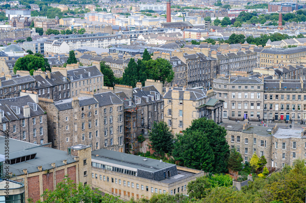 Looking down onto Edinburgh streets