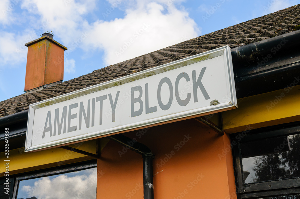 Sign on the Amenity Block at an adventure/outdoor pursuits centre Sign on the Amenity Block at an adventure/outdoor pursuits centre
