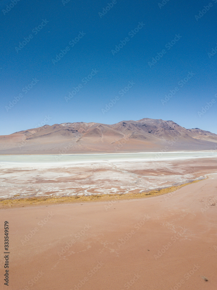 Pacana Caldera, San Pedro de Atacama, Andes Desert lake and salt flats