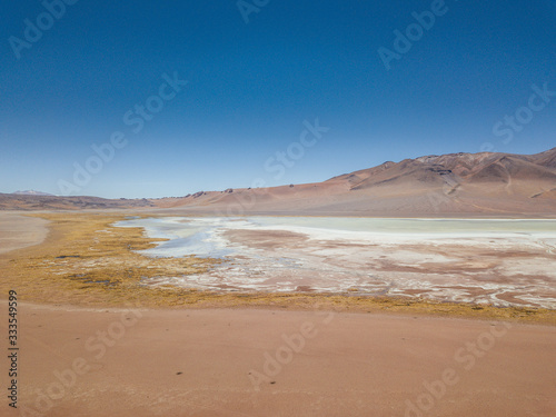 Pacana Caldera, San Pedro de Atacama, Andes Desert lake and salt flats