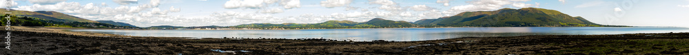 Panoramic view of Carlingford Lough, looking towards Warrenpoint and Rostrevor and the Mourne Mountains