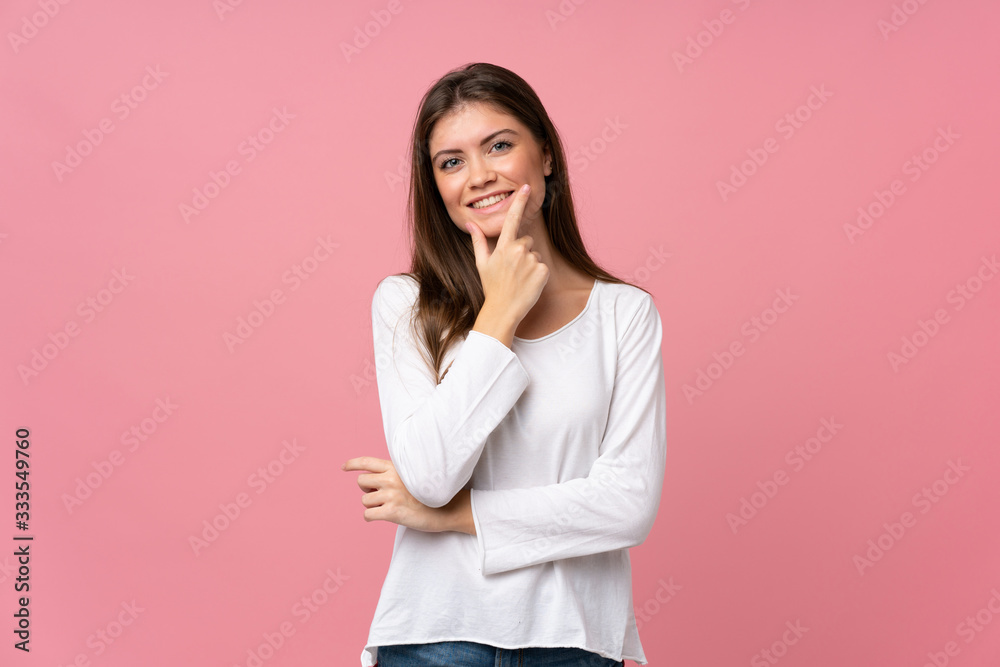 Young woman over isolated pink background smiling Young woman over isolated pink background smiling