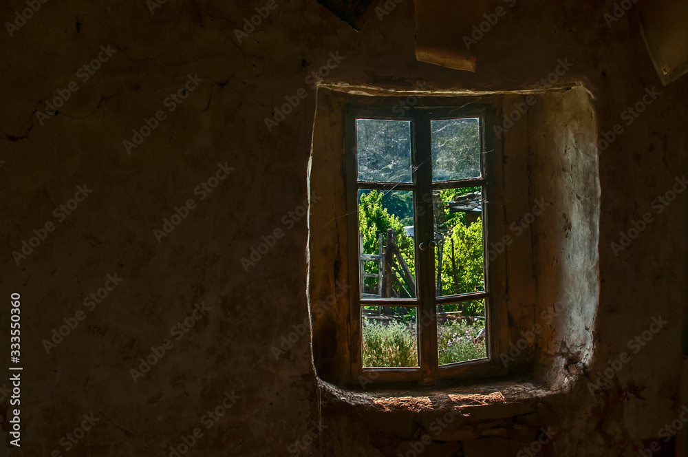 Old rural abandoned house window view fom inside Old rural abandoned house window view fom inside