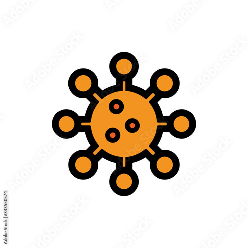 Coronavirus Bacteria Cell Icon, 2019-nCoV Novel Coronavirus Bacteria. No Infection and Stop Coronavirus Concepts. Dangerous Coronavirus Cell in China, Wuhan. Isolated Vector Icon