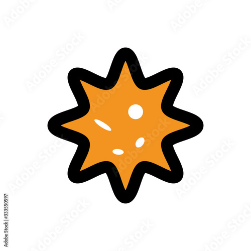Coronavirus Bacteria Cell Icon, 2019-nCoV Novel Coronavirus Bacteria. No Infection and Stop Coronavirus Concepts. Dangerous Coronavirus Cell in China, Wuhan. Isolated Vector Icon