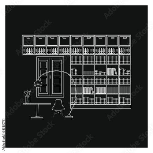 Obraz na płótnie home room with library on white background w salonie